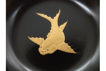 金蒔絵　木製　鷲　鯉　縁起の良い色合いが目を惹く吸物椀10客セット(漆器、お椀、和食器、山)(R-070422)
