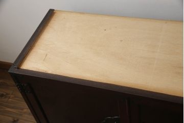 中古　志太民芸家具　天板・脚または台輪を付けてリメイク　美しい杢目が上質な和の雰囲気を演出するローチェスト(サイドボード、サイドチェスト、ローボード、和箪笥、収納箪笥、整理タンス、引き出し、テレビ台、テレビボード)(R-070428)
