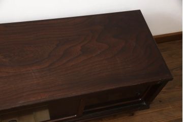中古　志太民芸家具　脚(台輪)付きリメイク　美しい杢目が上質な和の雰囲気を演出するローチェスト(サイドボード、サイドチェスト、ローボード、和箪笥、収納箪笥、整理タンス、引き出し、テレビ台、テレビボード)(R-070429)