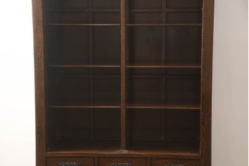 中古　美品　鉄刀木(タガヤサン)　和モダンな雰囲気を醸し出す水屋箪笥(キャビネット、食器棚、戸棚、収納棚)(R-070430)