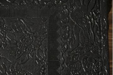 時代物　黒漆　龍図　花台(彫刻、乾漆(かんしつ)、唐物?、中国?、お膳、飾り台)(R-070434)