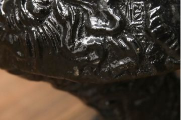 時代物　黒漆　龍図　花台(彫刻、乾漆(かんしつ)、唐物?、中国?、お膳、飾り台)(R-070434)