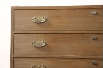 中古　国産　職人手造り　天板・脚または台輪リメイク　上品な佇まいが魅力の桐箪笥(桐たんす、並厚、和タンス、引き出し、衣装箪笥、収納箪笥)(R-070435)