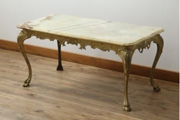 イタリアビンテージ　天板大理石　高級感ある佇まいが魅力的なセンターテーブル(リビングテーブル、ローテーブル、ヴィンテージ)(R-070436)