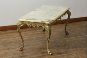 イタリアビンテージ　天板大理石　高級感ある佇まいが魅力的なセンターテーブル(リビングテーブル、ローテーブル、ヴィンテージ)(R-070436)