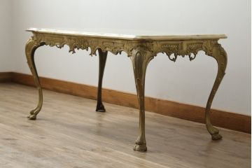 イタリアビンテージ　天板大理石　高級感ある佇まいが魅力的なセンターテーブル(リビングテーブル、ローテーブル、ヴィンテージ)(R-070436)