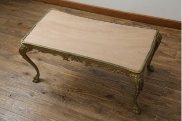イタリアビンテージ　天板大理石　高級感ある佇まいが魅力的なセンターテーブル(リビングテーブル、ローテーブル、ヴィンテージ)(R-070436)