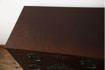 中古　美品　岩谷堂箪笥　龍が施された手打ち金具が和の雰囲気を高める和タンス(和箪笥、収納箪笥、引き出し、サイドチェスト)(R-070437)