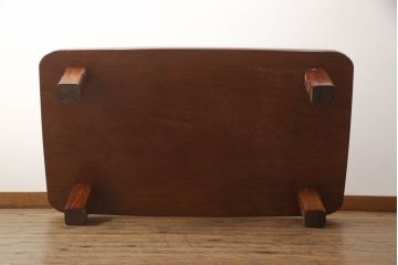 和製ビンテージ　花梨(カリン)材　ガラス天板付き　和モダンデザインのシンプルな1枚板座卓(ローテーブル、リビングテーブル、センターテーブル、一枚板、ヴィンテージ)(R-070444)