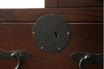 中古　青木産業製　上質な和の雰囲気香る階段箪笥(江戸整理タンス、階段タンス、収納箪笥、和タンス、引き出し)(R-070449)