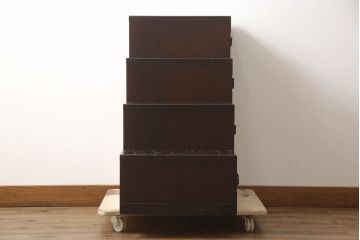 中古　青木産業製　上質な和の雰囲気香る階段箪笥(江戸整理タンス、階段タンス、収納箪笥、和タンス、引き出し)(R-070449)
