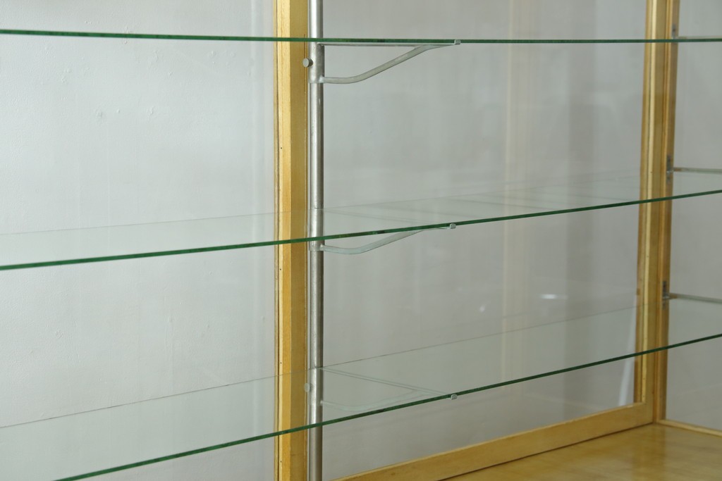 和製ビンテージ　美品　昭和レトロ　ナラ(楢)材の大振りな薄型ガラスケース　(R-070461)