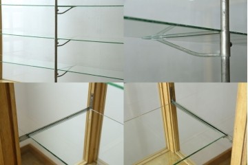 和製ビンテージ　美品　昭和レトロ　ナラ(楢)材の大振りな薄型ガラスケース　(R-070461)