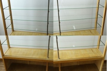 和製ビンテージ　美品　昭和レトロ　ナラ(楢)材の大振りな薄型ガラスケース　(R-070461)