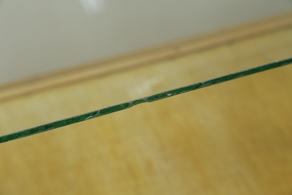 和製ビンテージ　美品　昭和レトロ　ナラ(楢)材の大振りな薄型ガラスケース　(R-070461)