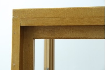 和製ビンテージ　美品　昭和レトロ　ナラ(楢)材の大振りな薄型ガラスケース　(R-070461)