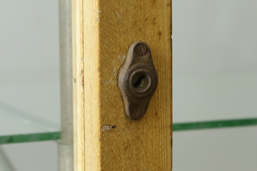 和製ビンテージ　美品　昭和レトロ　ナラ(楢)材の大振りな薄型ガラスケース　(R-070461)