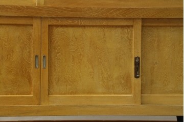 和製ビンテージ　美品　昭和レトロ　ナラ(楢)材の大振りな薄型ガラスケース　(R-070461)