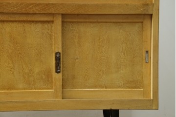 和製ビンテージ　美品　昭和レトロ　ナラ(楢)材の大振りな薄型ガラスケース　(R-070461)