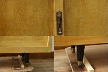 和製ビンテージ　美品　昭和レトロ　ナラ(楢)材の大振りな薄型ガラスケース　(R-070461)