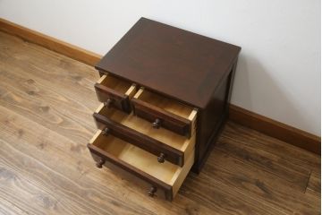 和製ビンテージ　北海道民芸家具　絶版品　赤みがかった色合いが魅力的な小引き出し(整理箱、小物収納、卓上収納、チェスト、ヴィンテージ)(R-070465)