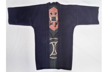 明治期　刺し子　半纏&頭巾セット(刺子、古布、消防、火消、帽子)(R-070477)