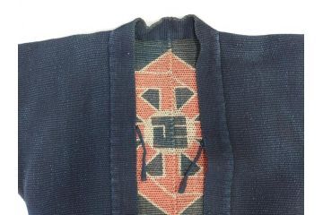 明治期　刺し子　半纏&頭巾セット(刺子、古布、消防、火消、帽子)(R-070477)