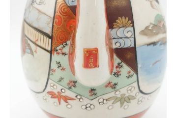 明治期　九谷上出造　九谷焼　細やかな意匠が施された水差(ティーポット、水指し、茶道具、和食器、共箱付き)(R-070478)