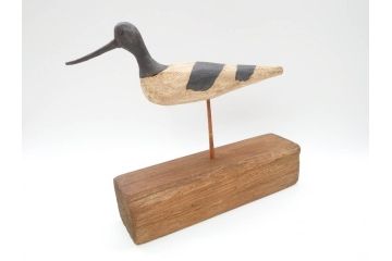 アンティーク　木彫り　鳥　つぶらな瞳が可愛らしいデコイ(置物、模型、彫刻)(R-070483)