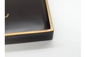 金蒔絵　木製　繊細に描かれた松の沈金が美しいお膳10枚セット(漆器、お盆、和食器)(R-070484)