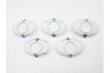 明治期　伊万里　約17cm　5.4寸　シンプルながら可愛らしい雰囲気溢れる変形皿5枚セット(和食器、和皿、花、五寸四分)(R-070486)