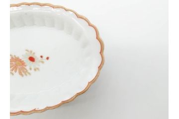 明治期　伊万里　約17cm　5.4寸　シンプルながら可愛らしい雰囲気溢れる変形皿5枚セット(和食器、和皿、花、五寸四分)(R-070486)