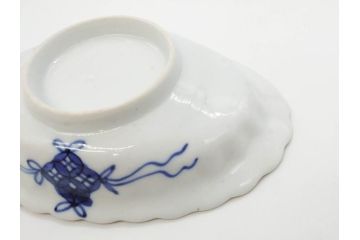明治期　伊万里　約17cm　5.4寸　シンプルながら可愛らしい雰囲気溢れる変形皿5枚セット(和食器、和皿、花、五寸四分)(R-070486)