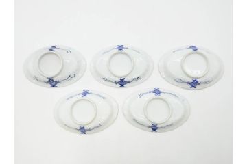 明治期　伊万里　約17cm　5.4寸　シンプルながら可愛らしい雰囲気溢れる変形皿5枚セット(和食器、和皿、花、五寸四分)(R-070487)