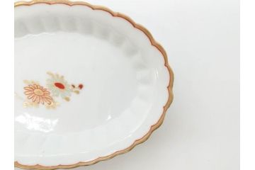明治期　伊万里　約17cm　5.4寸　シンプルながら可愛らしい雰囲気溢れる変形皿5枚セット(和食器、和皿、花、五寸四分)(R-070487)