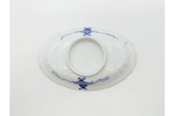 明治期　伊万里　約17cm　5.4寸　シンプルながら可愛らしい雰囲気溢れる変形皿5枚セット(和食器、和皿、花、五寸四分)(R-070487)