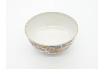 幕末〜明治期　伊万里　金彩　約14cm　4.4寸　華やかな色絵が食卓に彩を与える蓋付き茶碗3客セット(獅子、松竹、和食器、四寸四分)(R-070489)