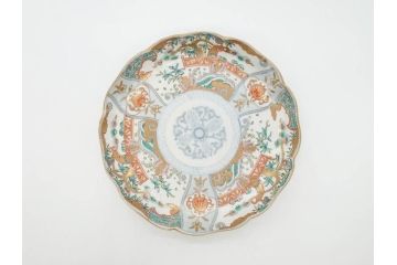 幕末期　伊万里　色絵　染付　約22cm　7寸　煌びやかな金彩が魅力的な中皿3枚セット(獅子、松竹、和食器、七寸)(R-070491)