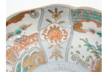 幕末期　伊万里　色絵　染付　約22cm　7寸　煌びやかな金彩が魅力的な中皿3枚セット(獅子、松竹、和食器、七寸)(R-070491)