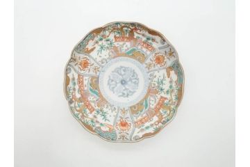 幕末期　伊万里　色絵　染付　約22cm　7寸　煌びやかな金彩が魅力的な中皿3枚セット(獅子、松竹、和食器、七寸)(R-070491)