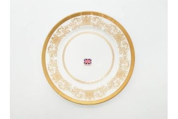 イギリス　AYNSLEY(エインズレイ)　Imperial Gold(インペリアルゴールド)　上品なゴールドのデザインが素敵なプレート5枚セット(洋食器、皿)(R-070492)
