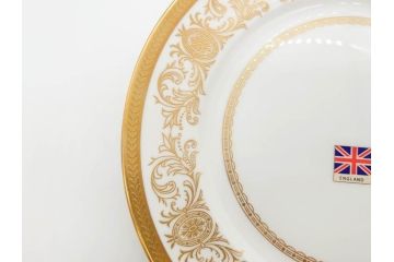 イギリス　AYNSLEY(エインズレイ)　Imperial Gold(インペリアルゴールド)　上品なゴールドのデザインが素敵なプレート5枚セット(洋食器、皿)(R-070492)