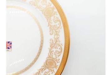イギリス　AYNSLEY(エインズレイ)　Imperial Gold(インペリアルゴールド)　上品なゴールドのデザインが素敵なプレート5枚セット(洋食器、皿)(R-070492)