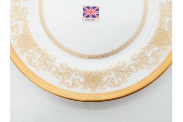 イギリス　AYNSLEY(エインズレイ)　Imperial Gold(インペリアルゴールド)　上品なゴールドのデザインが素敵なプレート5枚セット(洋食器、皿)(R-070492)