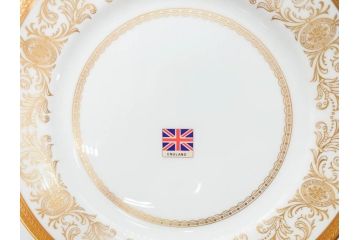 イギリス　AYNSLEY(エインズレイ)　Imperial Gold(インペリアルゴールド)　上品なゴールドのデザインが素敵なプレート5枚セット(洋食器、皿)(R-070492)