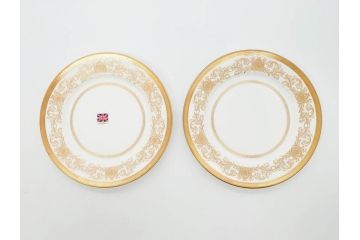 イギリス　AYNSLEY(エインズレイ)　Imperial Gold(インペリアルゴールド)　上品なゴールドのデザインが素敵なプレート5枚セット(洋食器、皿)(R-070492)