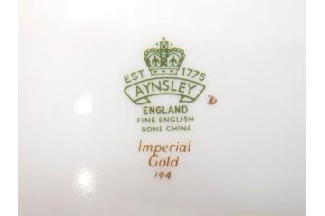 イギリス　AYNSLEY(エインズレイ)　Imperial Gold(インペリアルゴールド)　上品なゴールドのデザインが素敵なプレート5枚セット(洋食器、皿)(R-070492)