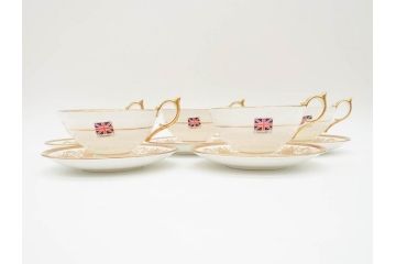 イギリス　AYNSLEY(エインズレイ)　Imperial Gold(インペリアルゴールド)　煌びやかな金の装飾が美しいカップ&ソーサー5客セット(洋食器、C&S)(R-070493)