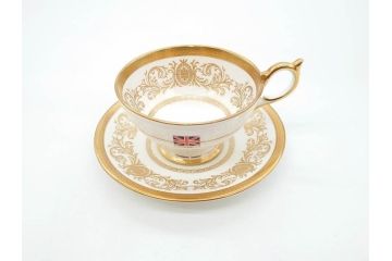 イギリス　AYNSLEY(エインズレイ)　Imperial Gold(インペリアルゴールド)　煌びやかな金の装飾が美しいカップ&ソーサー5客セット(洋食器、C&S)(R-070493)