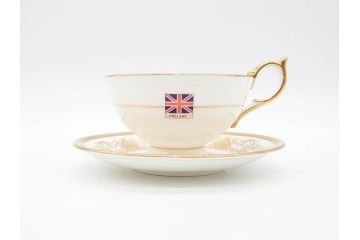 イギリス　AYNSLEY(エインズレイ)　Imperial Gold(インペリアルゴールド)　煌びやかな金の装飾が美しいカップ&ソーサー5客セット(洋食器、C&S)(R-070493)